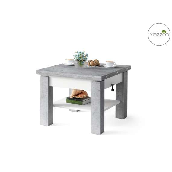 Sofabord Cleo 75-150x75 cm - betong - hvit matt - hev/senk