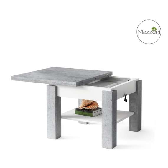 Sofabord Cleo 75-150x75 cm - betong - hvit matt - hev/senk