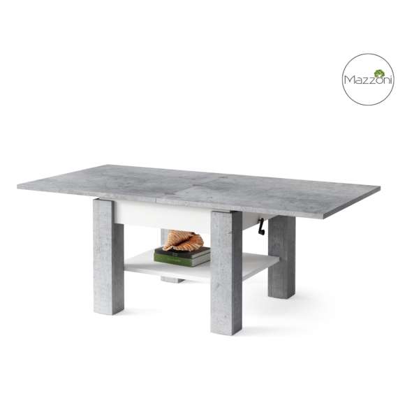 Sofabord Cleo 75-150x75 cm - betong - hvit matt - hev/senk