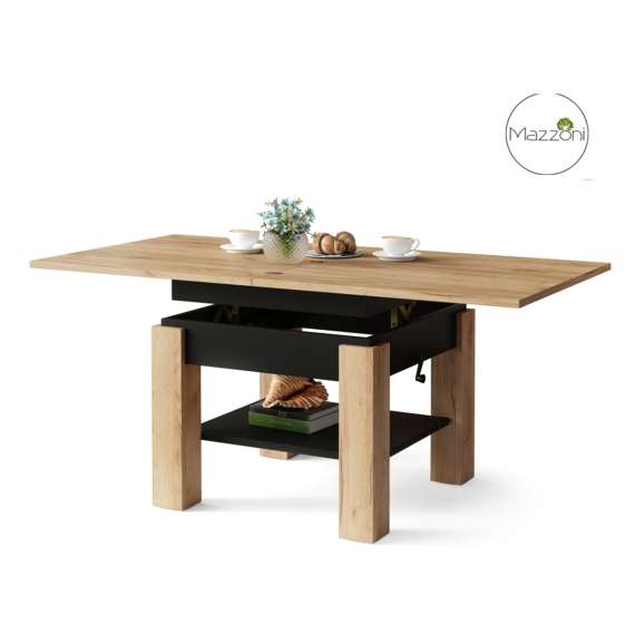 Sofabord CLEO 75-150 cm - eik craft - svart matt