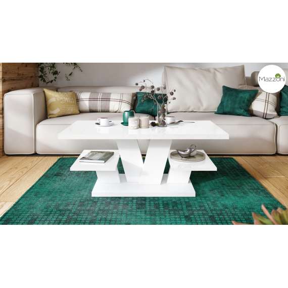 Sofabord VIVA 110x60 cm - hvit høyglans - hvit matt