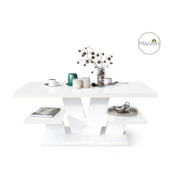 Sofabord VIVA 110x60 cm - hvit høyglans - hvit matt