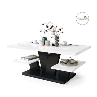 Sofabord VIVA 110x60 cm - hvit høyglans - svart matt