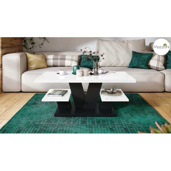 Sofabord VIVA 110x60 cm - hvit høyglans - svart matt