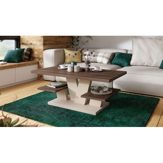 Sofabord VIVA 110x60 cm - eik brun - beige matt