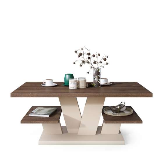 Sofabord VIVA 110x60 cm - eik brun - beige matt