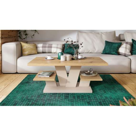 Sofabord VIVA 110x60 cm - eik artisan - beige matt