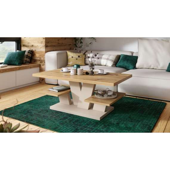 Sofabord VIVA 110x60 cm - eik artisan - beige matt