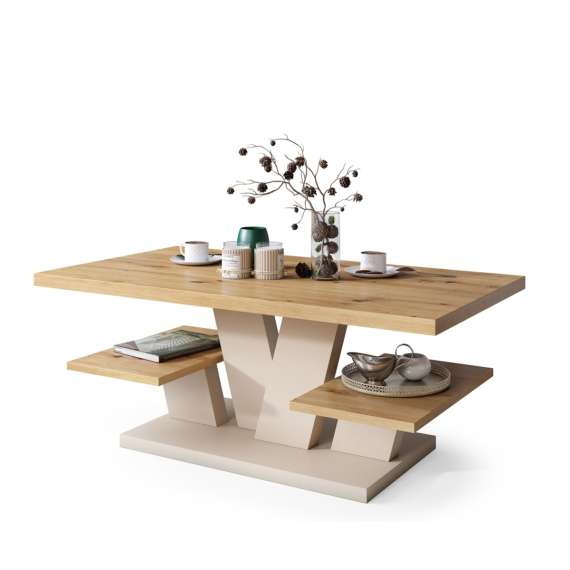 Sofabord VIVA 110x60 cm - eik artisan - beige matt