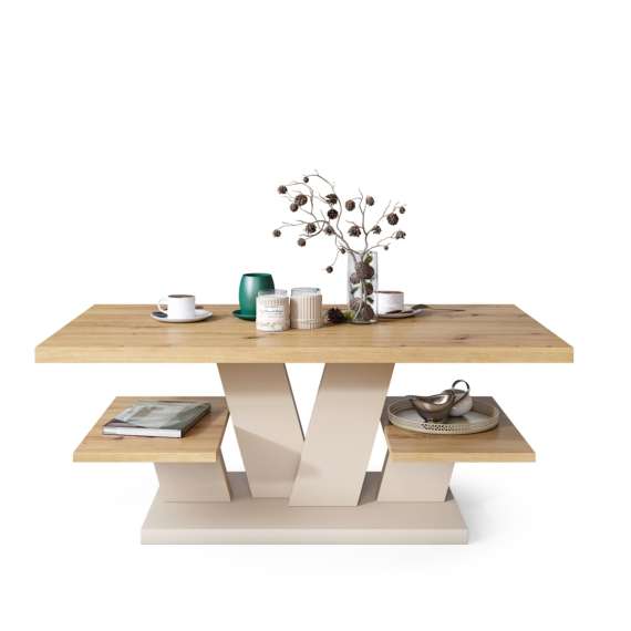 Sofabord VIVA 110x60 cm - eik artisan - beige matt