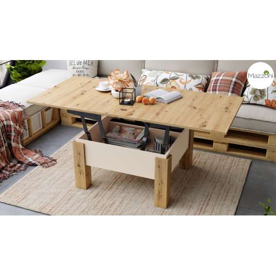 Sofabord Oslo 80-160 cm - eik artisan - beige