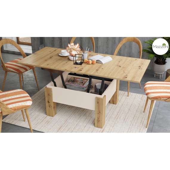 Sofabord Oslo 80-160 cm - eik artisan - beige