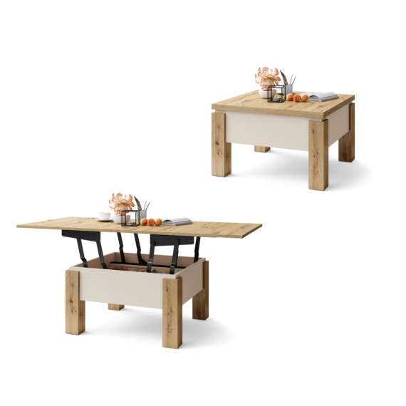 Sofabord Oslo 80-160 cm - eik artisan - beige