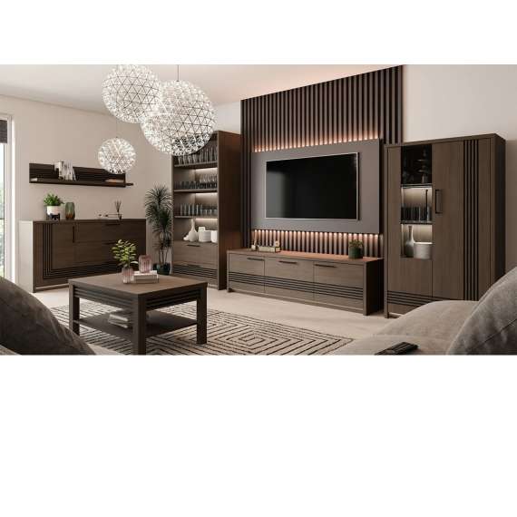 Sofabord EUFEMIUS 90x65 cm - eik sjokolade - svart matt