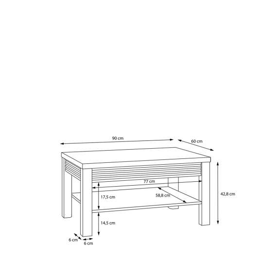 Sofabord EUFEMIUS 90x65 cm - eik sjokolade - svart matt