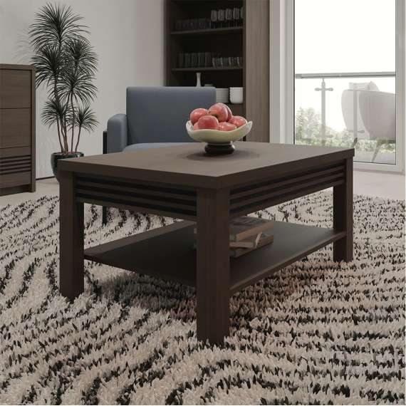 Sofabord EUFEMIUS 90x65 cm - eik sjokolade - svart matt