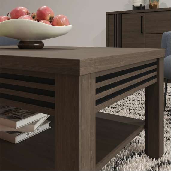 Sofabord EUFEMIUS 90x65 cm - eik sjokolade - svart matt