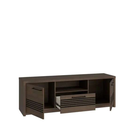 Tv-benk EUFEMIUS 151x51 cm - eik sjokolade - svart matt