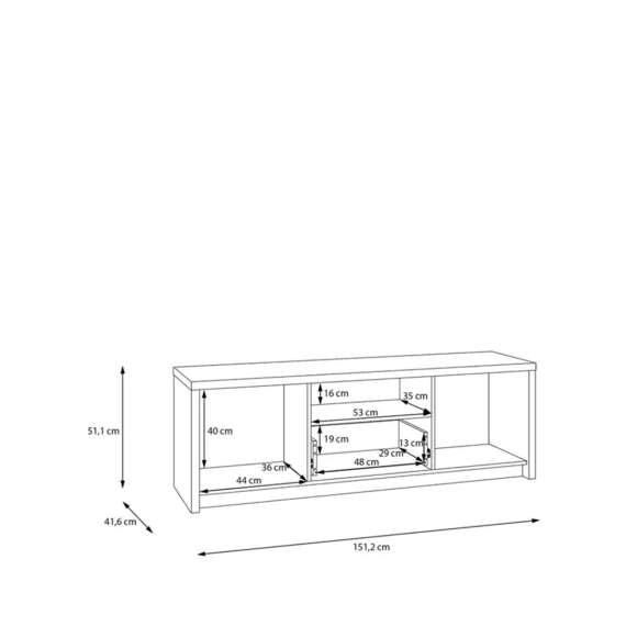 Tv-benk EUFEMIUS 151x51 cm - eik sjokolade - svart matt