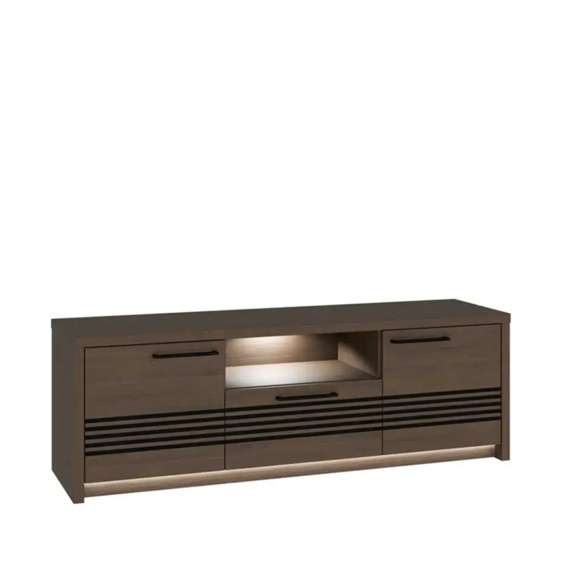 Tv-benk EUFEMIUS 151x51 cm - eik sjokolade - svart matt