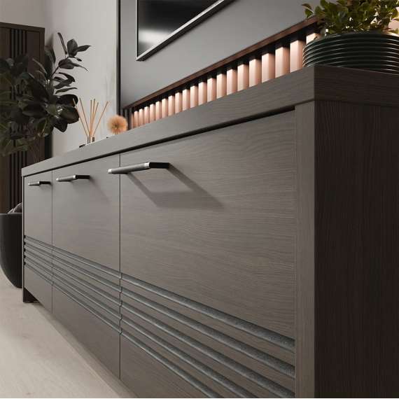 Tv-benk EUFEMIUS 181x51 cm - eik sjokolade - svart matt