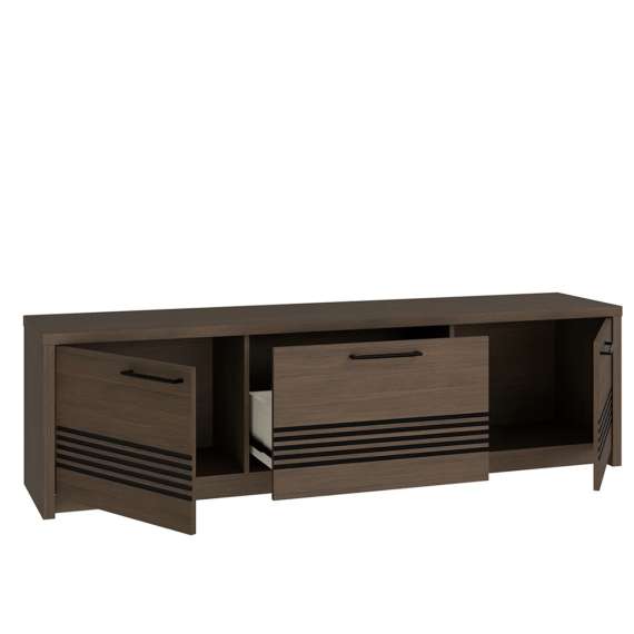 Tv-benk EUFEMIUS 181x51 cm - eik sjokolade - svart matt