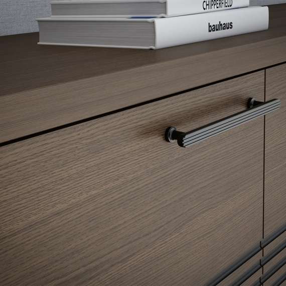 Tv-benk EUFEMIUS 181x51 cm - eik sjokolade - svart matt