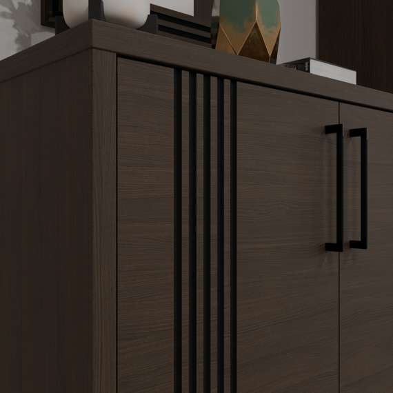 Tv-benk EUFEMIUS 181x51 cm - eik sjokolade - svart matt