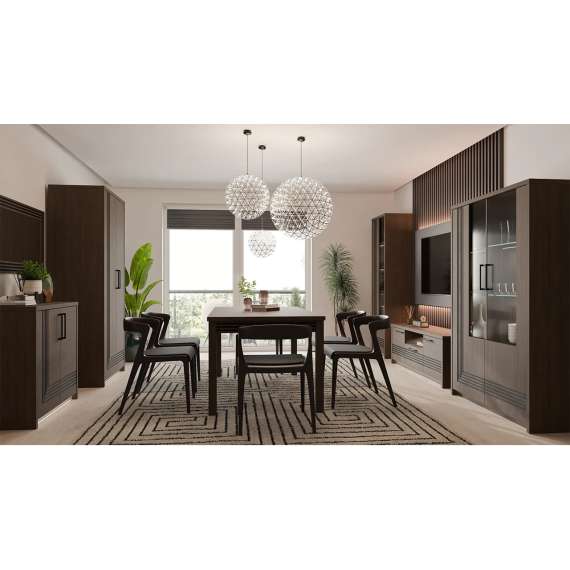 Skjenk EUFEMIUS 91x86 cm - eik sjokolade - svart matt