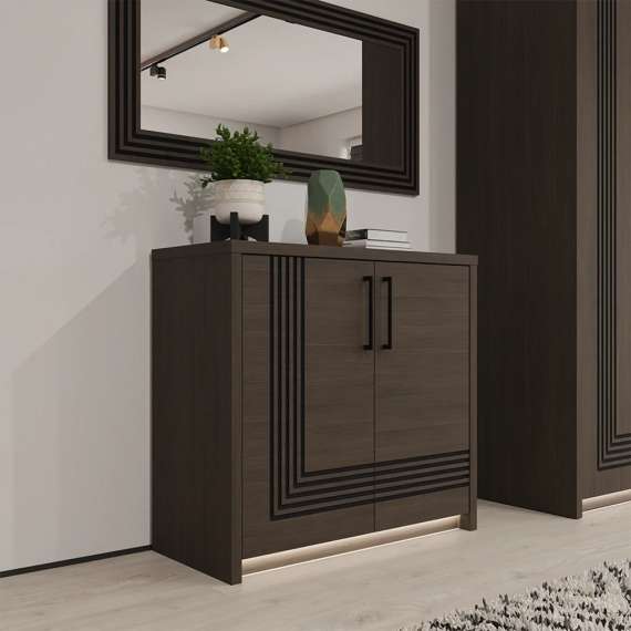 Skjenk EUFEMIUS 91x86 cm - eik sjokolade - svart matt