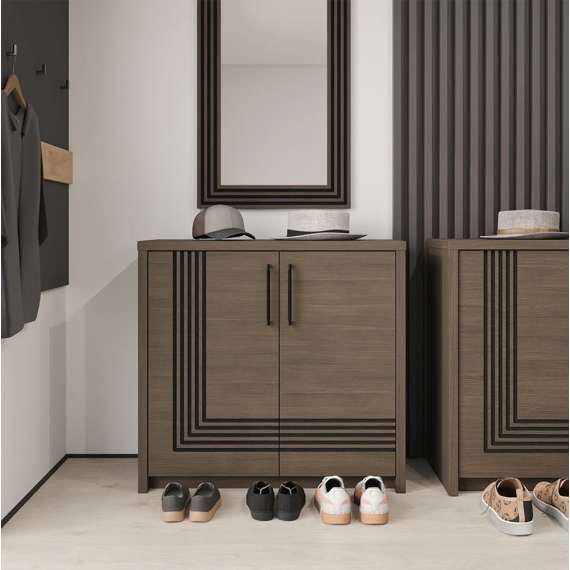 Skjenk EUFEMIUS 91x86 cm - eik sjokolade - svart matt