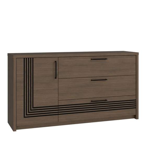 Skjenk EUFEMIUS 160x86 cm - eik sjokolade - svart matt