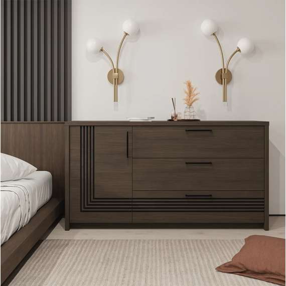 Skjenk EUFEMIUS 160x86 cm - eik sjokolade - svart matt