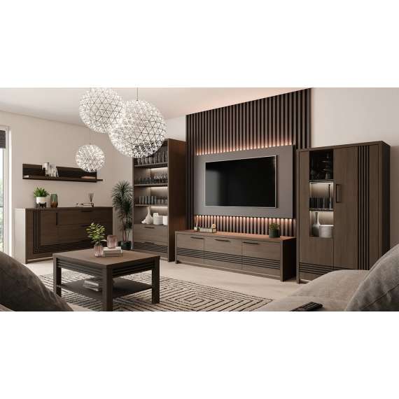 Skjenk EUFEMIUS 160x86 cm - eik sjokolade - svart matt