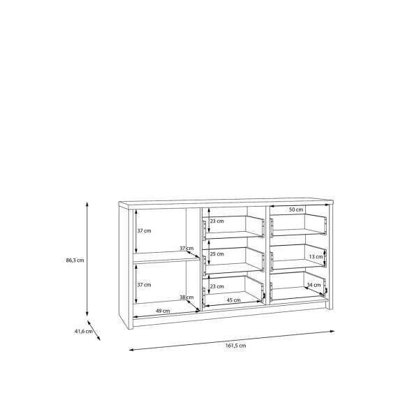 Skjenk EUFEMIUS 160x86 cm - eik sjokolade - svart matt