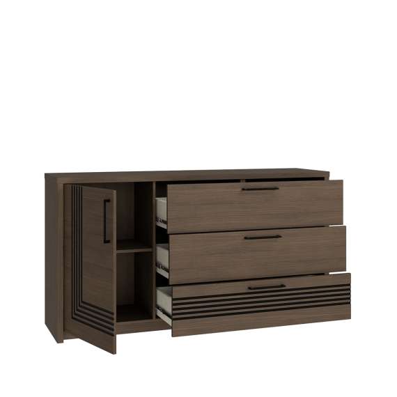 Skjenk EUFEMIUS 160x86 cm - eik sjokolade - svart matt