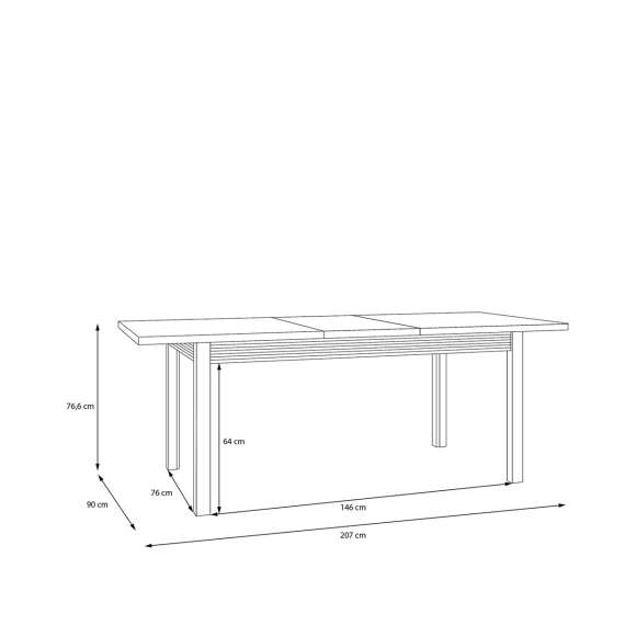 Spisebord EUFEMIUS 160-207x90 cm - eik sjokolade - svart matt