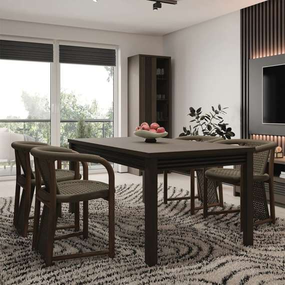 Spisebord EUFEMIUS 160-207x90 cm - eik sjokolade - svart matt