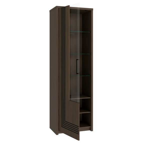 Vitrineskap EUFEMIUS 62x198 cm - eik sjokolade - svart matt