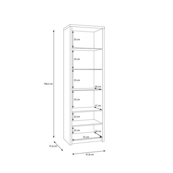 Vitrineskap EUFEMIUS 62x198 cm - eik sjokolade - svart matt