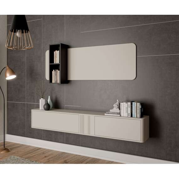 Tv-benk PHILIPPE V - cashmere - 190x30 cm - 2 dører