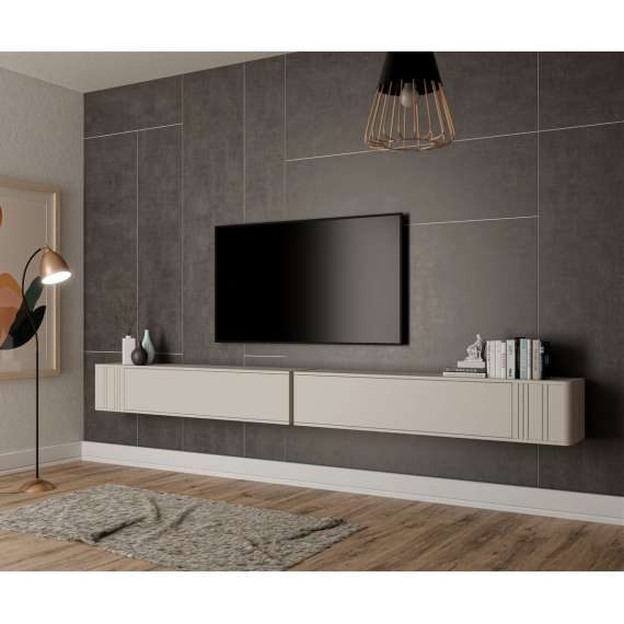 Tv-benk PHILIPPE V - cashmere - 190x30 cm - 2 dører