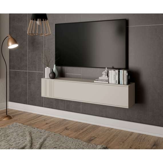 Vegghengt tv-benk PHILIPPE V - cashmere - 150x30 cm - 2 dører