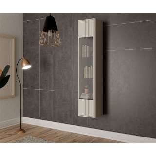 Vegghengt vitrineskap PHILIPPE  - cashmere - 35x162 cm - 1 dør