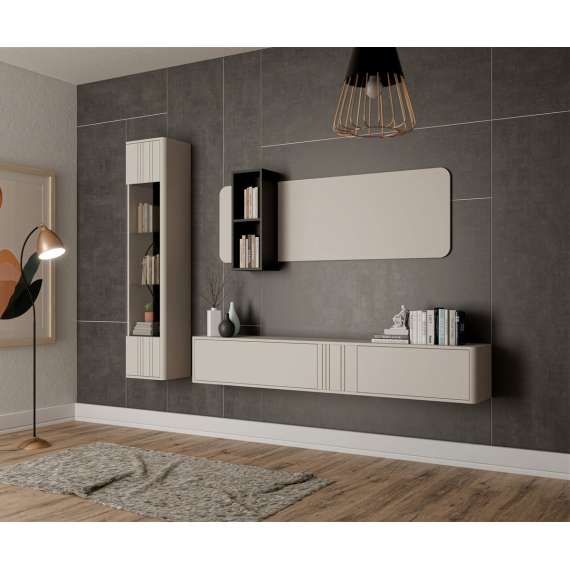 Vegghengt vitrineskap PHILIPPE  - cashmere - 35x162 cm - 1 dør