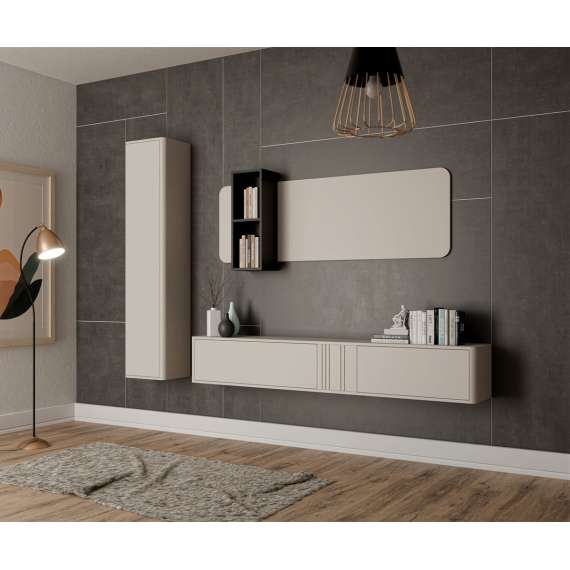 Vegghengt skap PHILIPPE - cashmere - 35x162 cm - 1 dør