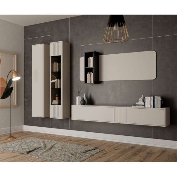 Vegghengt skap PHILIPPE - cashmere - 35x162 cm - 1 dør