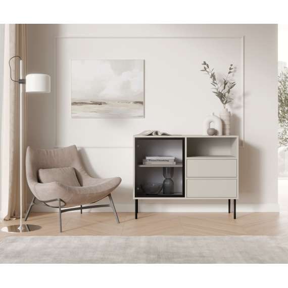 Skjenk DOMI 100x80cm - cashmere - 1 dør - 2 skuffer