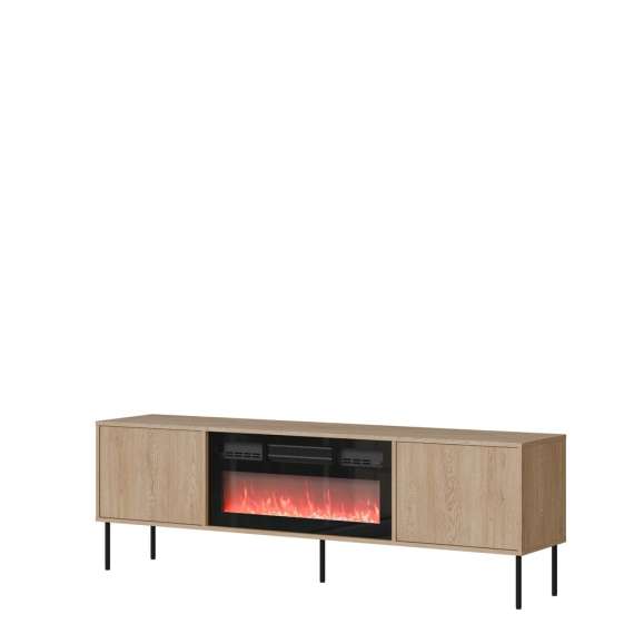 Tv-benk DOMI 180x60cm - eik cremona - 2 dører - elektrisk peis