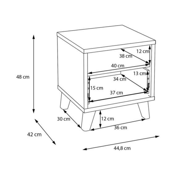 Nattbord GLENKEEN 45x48 cm - 1 skuff - eik valencia - rotting